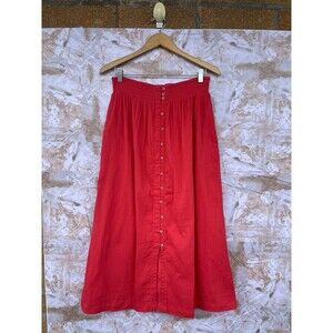 Mille resort and travel coral smocked waist button front midi skirt size medium